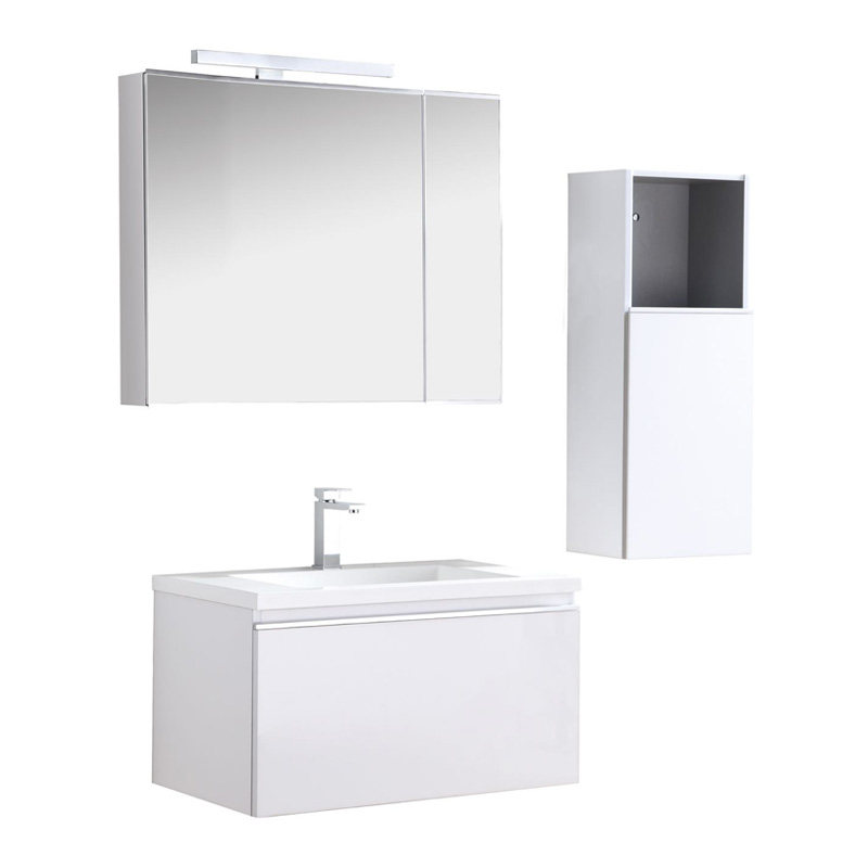48” White Modern Bathroom Vanity With Single Door Medicine Cabinet